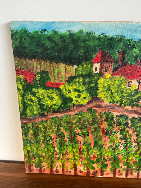 Huile sur toile - Vue de Gevrey Chambertin