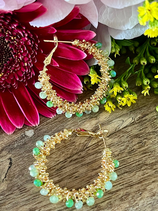 Boucles d’oreilles perles vertes