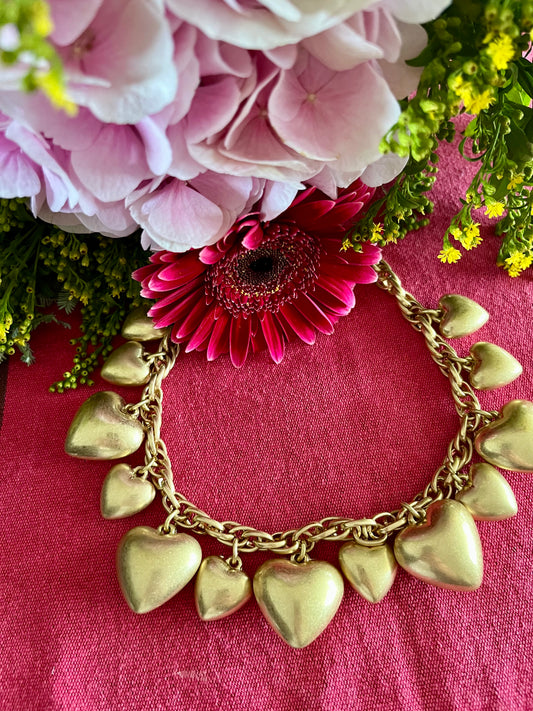 🤎 Collier chaîne torsadée & cœurs dorés