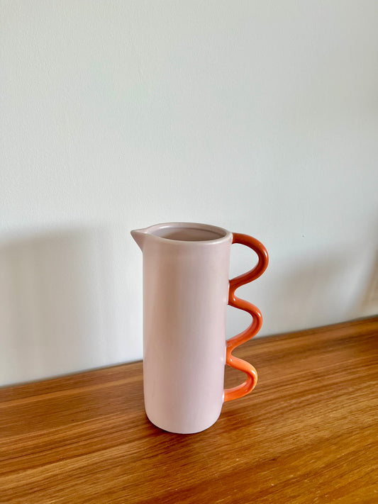 Carafe en céramique rose poudré & orange