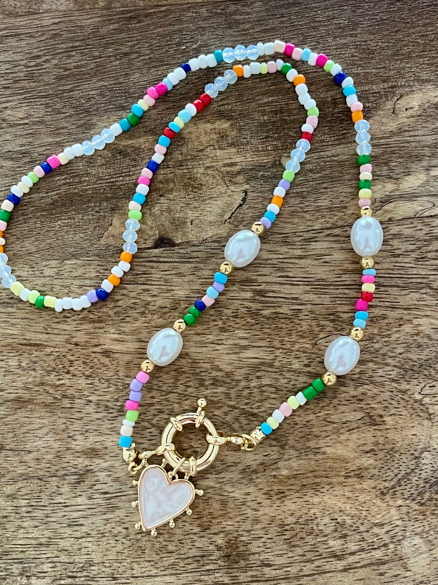 Collier perles cœur