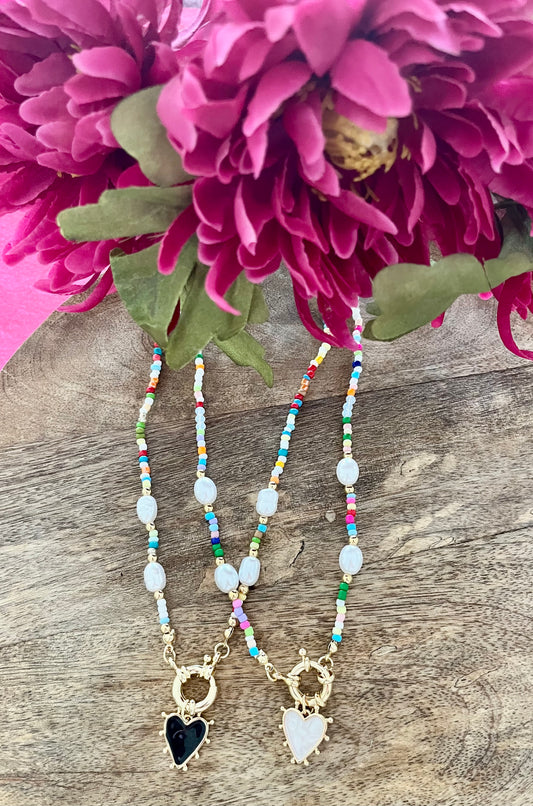 Collier perles cœur