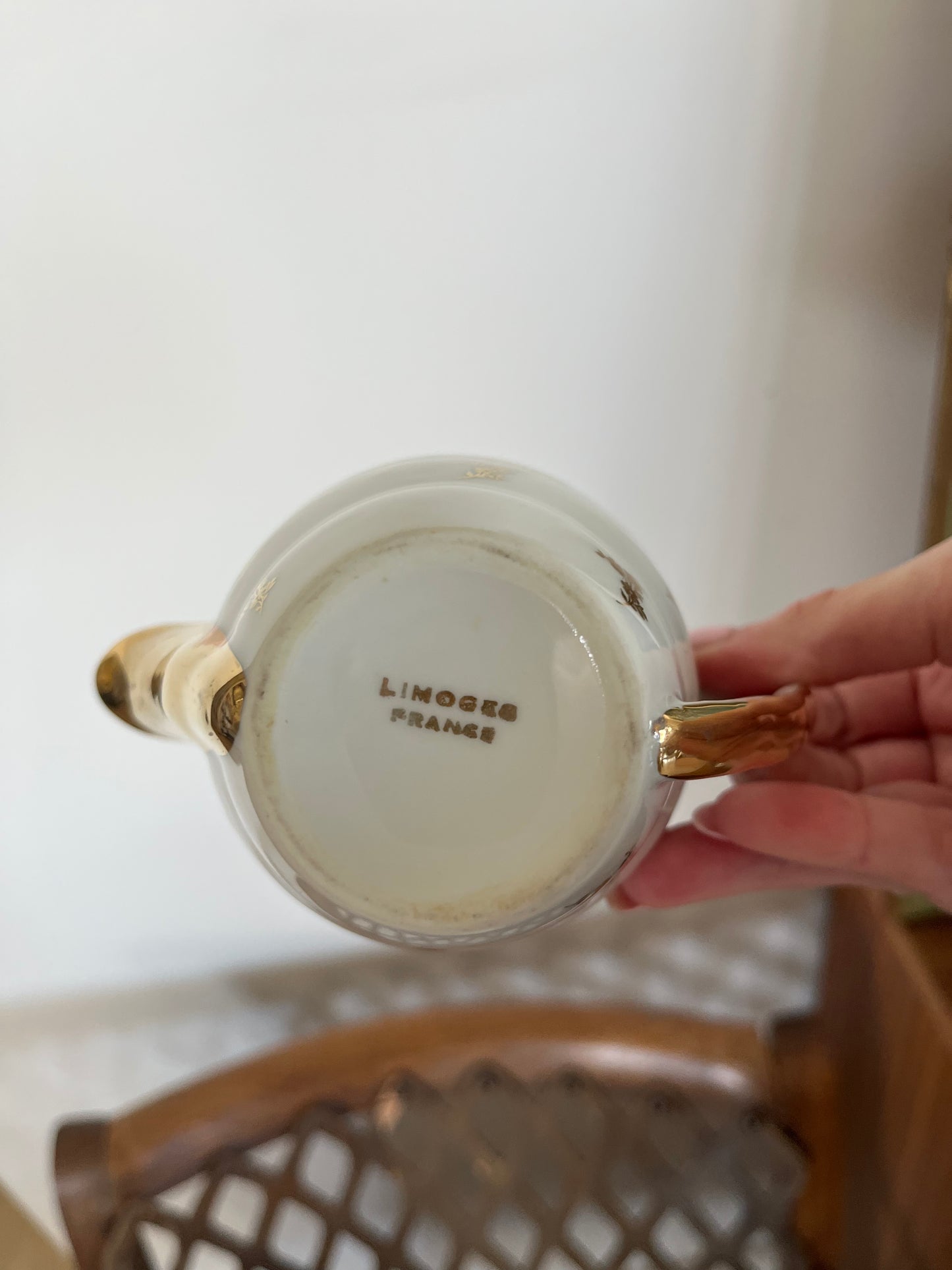 Sucrier & crémier en porcelaine de Limoges – décor doré
