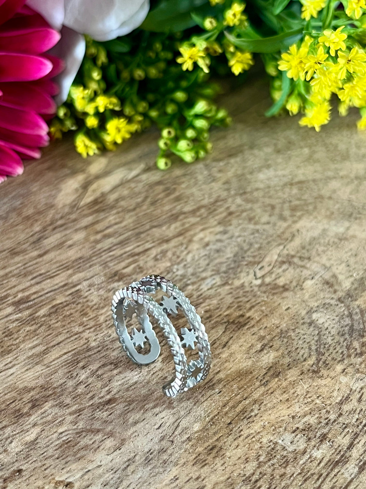 Bague étoile argentée