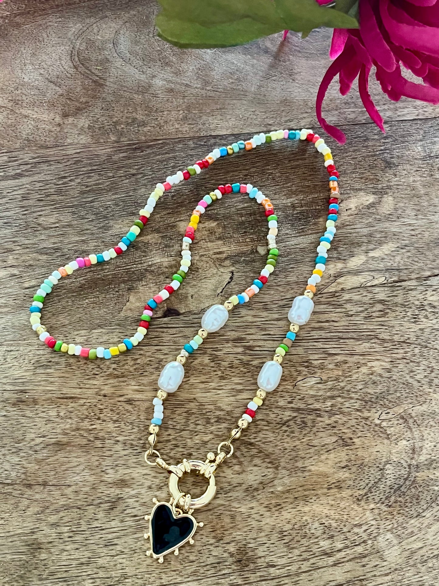 Collier perles cœur