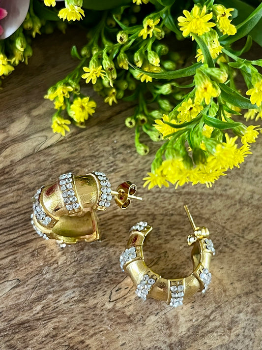 Boucles d’oreilles dorées strass