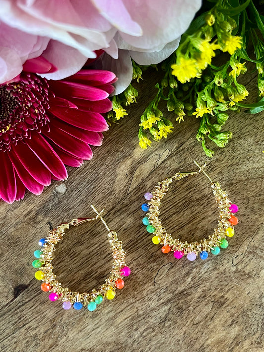 Boucles d’oreilles perles multicolores