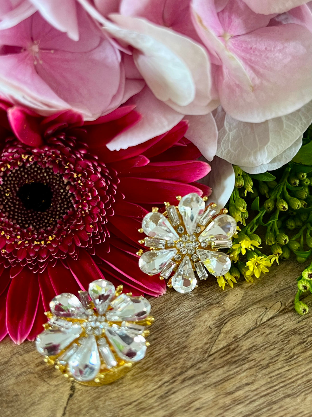 Bijoux de boutons fleurs cristal