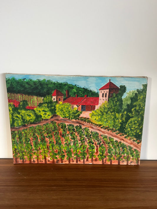 Huile sur toile - Vue de Gevrey Chambertin