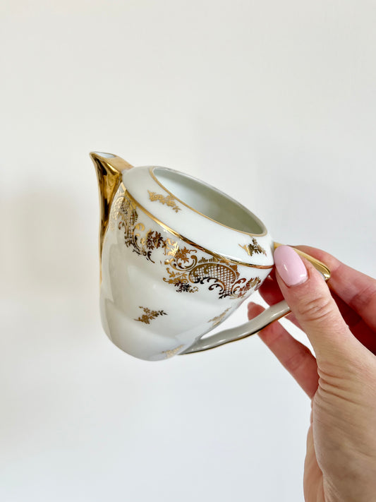 Sucrier & crémier en porcelaine de Limoges – décor doré