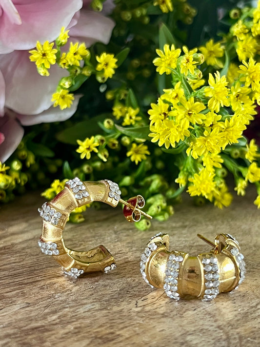 Boucles d’oreilles dorées strass