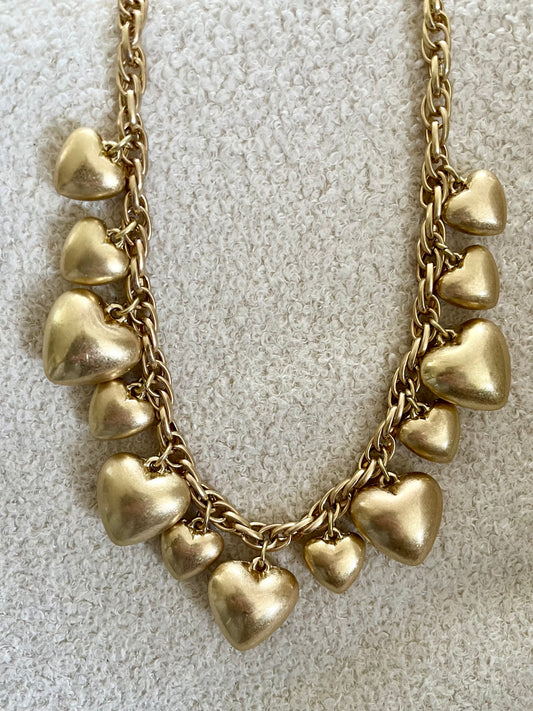 🤎 Collier chaîne torsadée & cœurs dorés