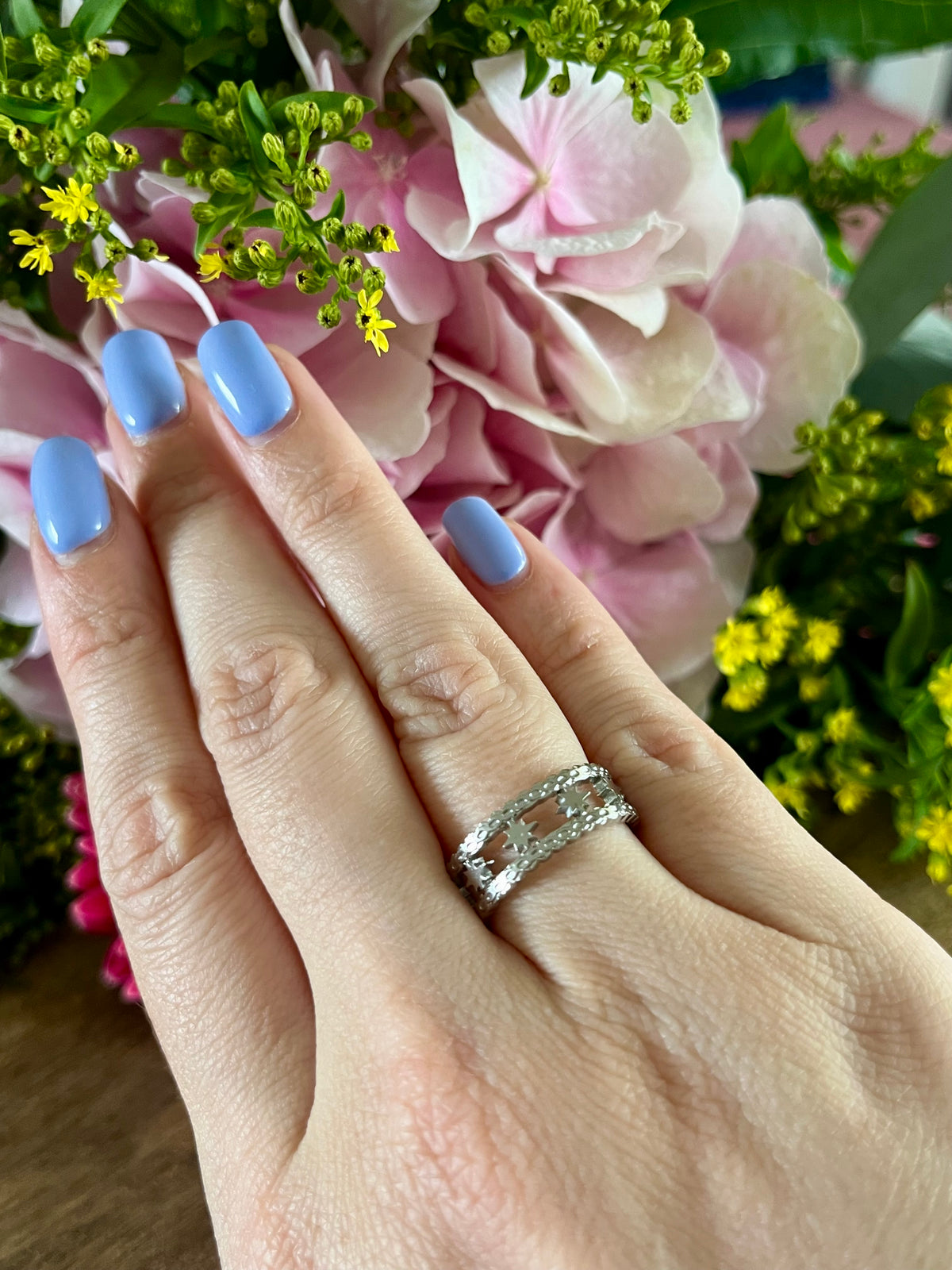 Bague étoile argentée