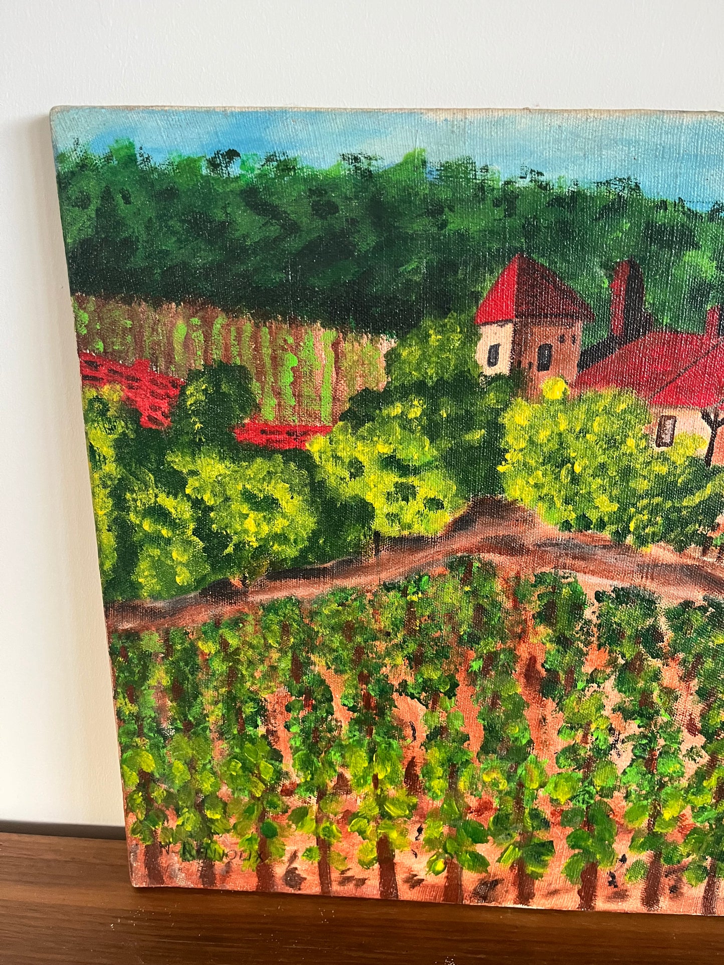 Huile sur toile - Vue de Gevrey Chambertin