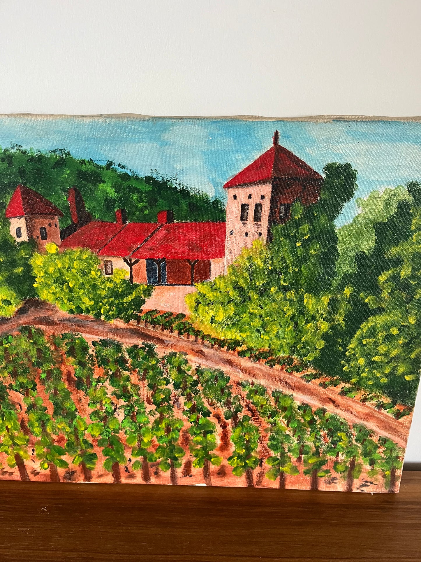 Huile sur toile - Vue de Gevrey Chambertin
