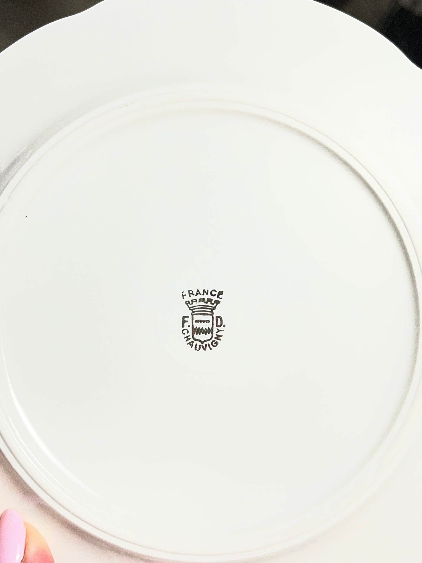 Lot de 6 assiettes à dessert vintage en porcelaine – F.D. Chauvigny France