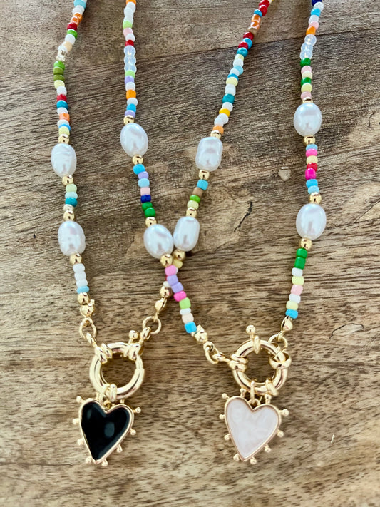 Collier perles cœur
