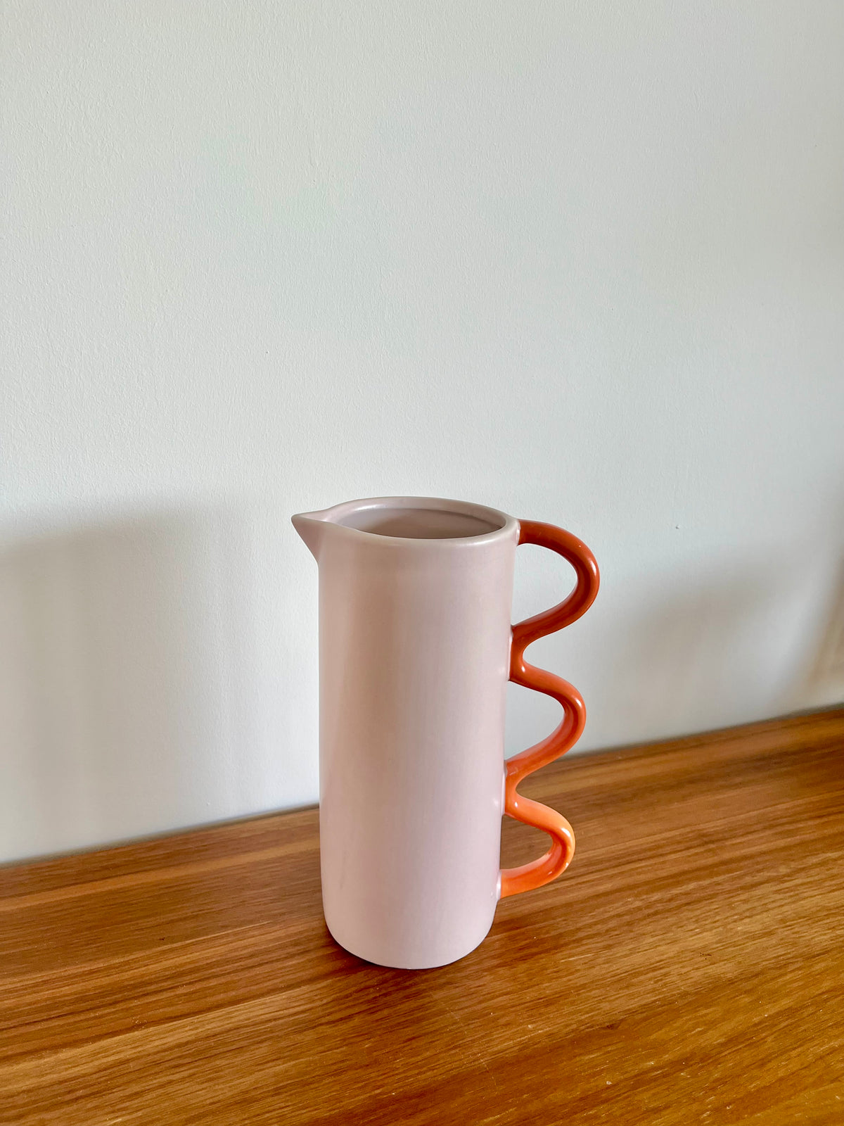 Carafe en céramique rose poudré & orange