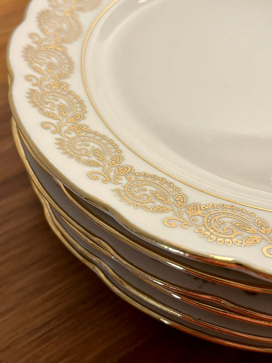 Lot de 6 assiettes à dessert vintage en porcelaine – F.D. Chauvigny France
