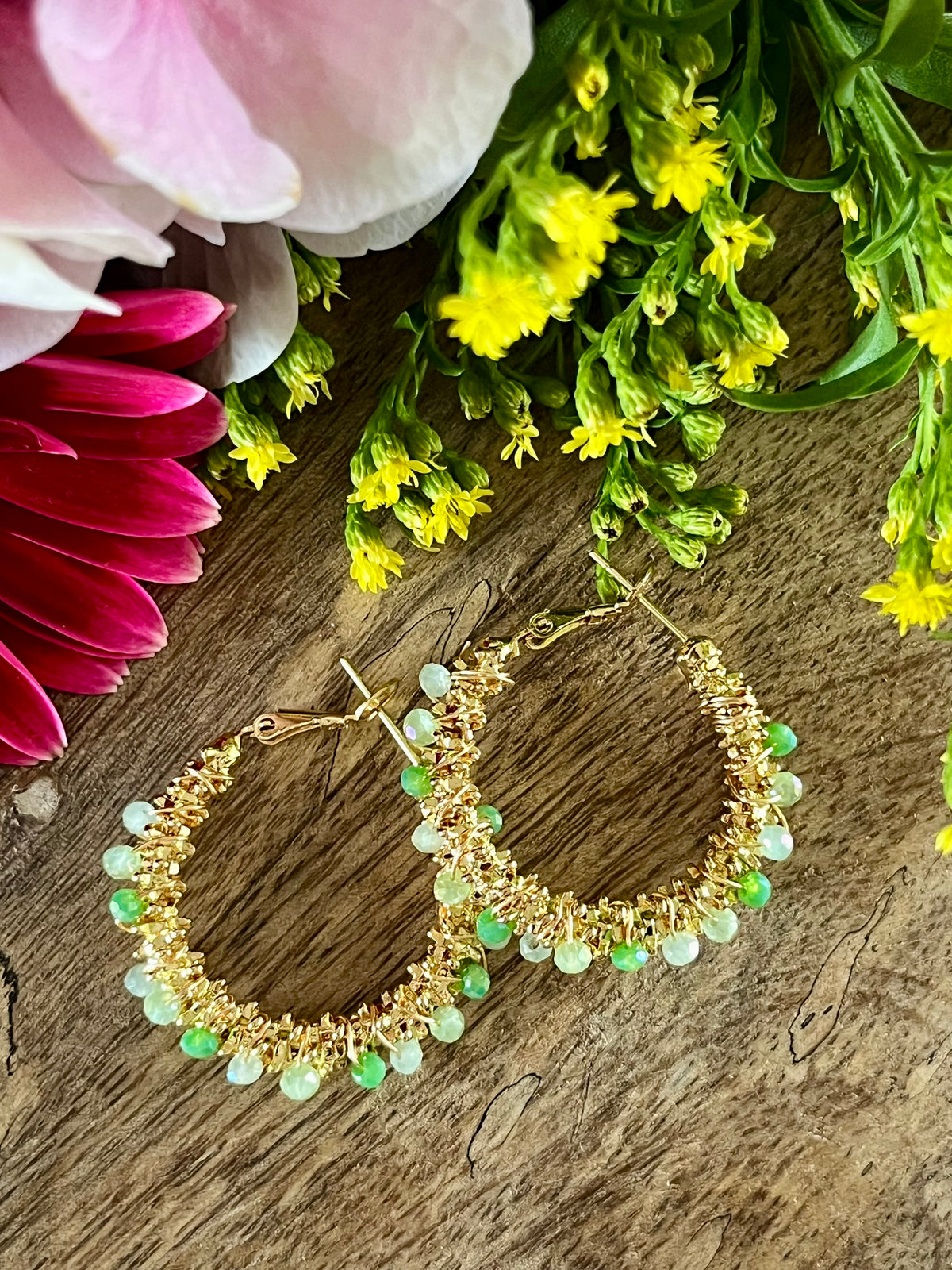 Boucles d’oreilles perles vertes