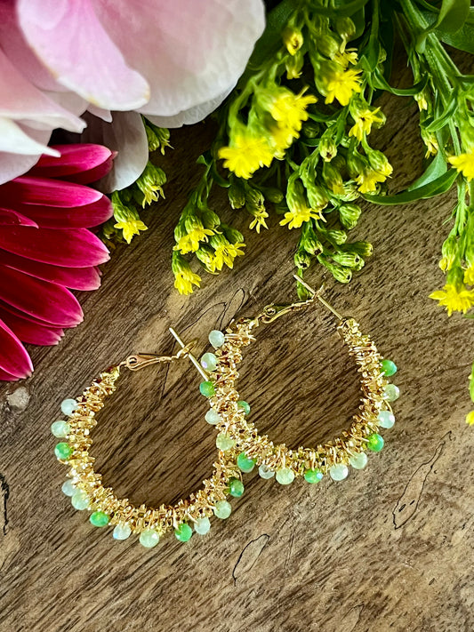 Boucles d’oreilles perles vertes