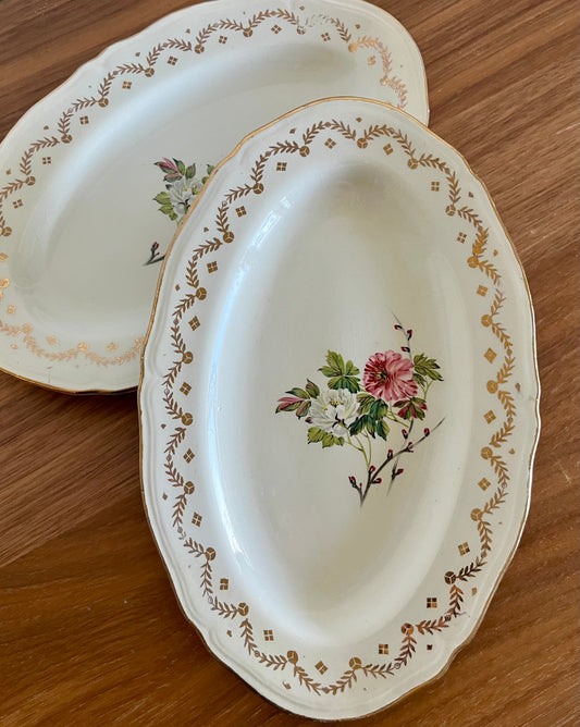 Paire de petits légumiers vintage L’Amandinoise – Décor floral et dorures