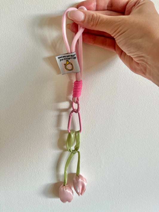 Porte clef tulipe rose