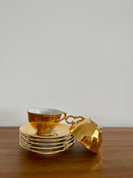 Service à café en porcelaine dorée – Allemagne, circa 1950–1960