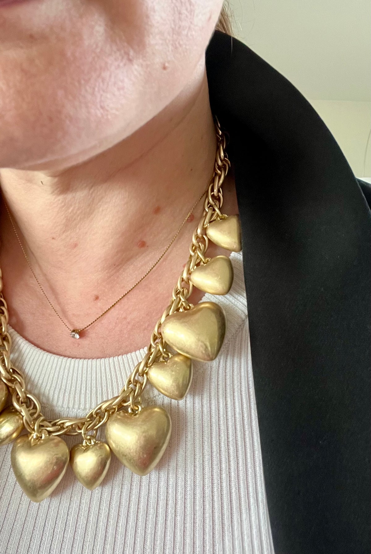 🤎 Collier chaîne torsadée & cœurs dorés