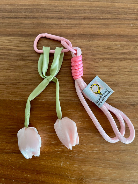 Porte clef tulipe rose