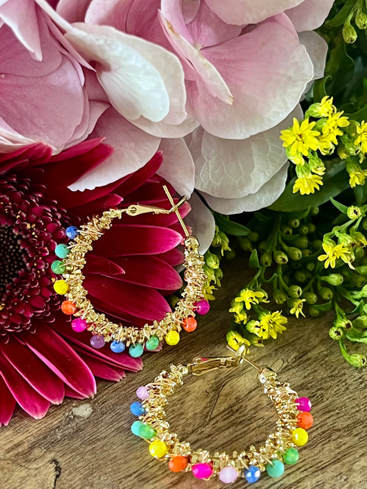 Boucles d’oreilles perles multicolores