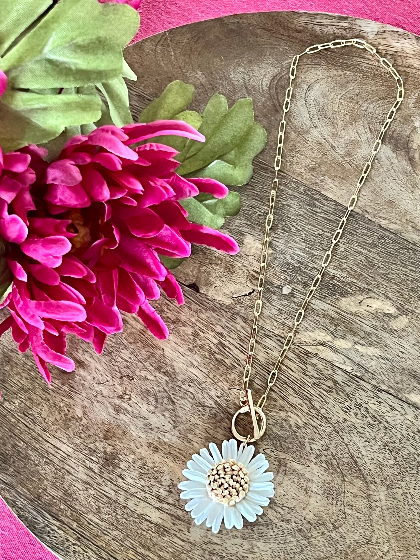 Collier fleur rafia