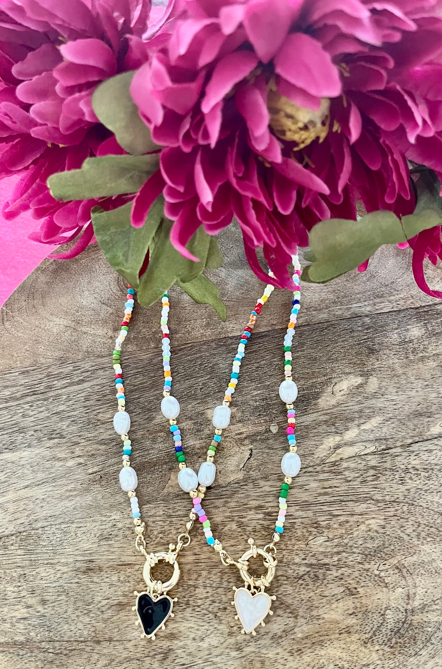Collier perles cœur
