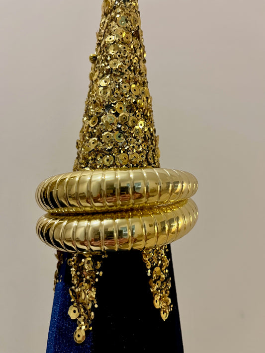 Bracelet jonc strillé doré