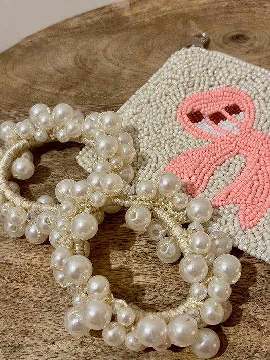 Chouchou grosses perles blanches
