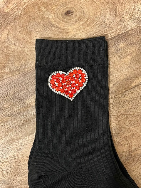Chaussettes Coeur strass