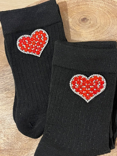 Chaussettes Coeur strass